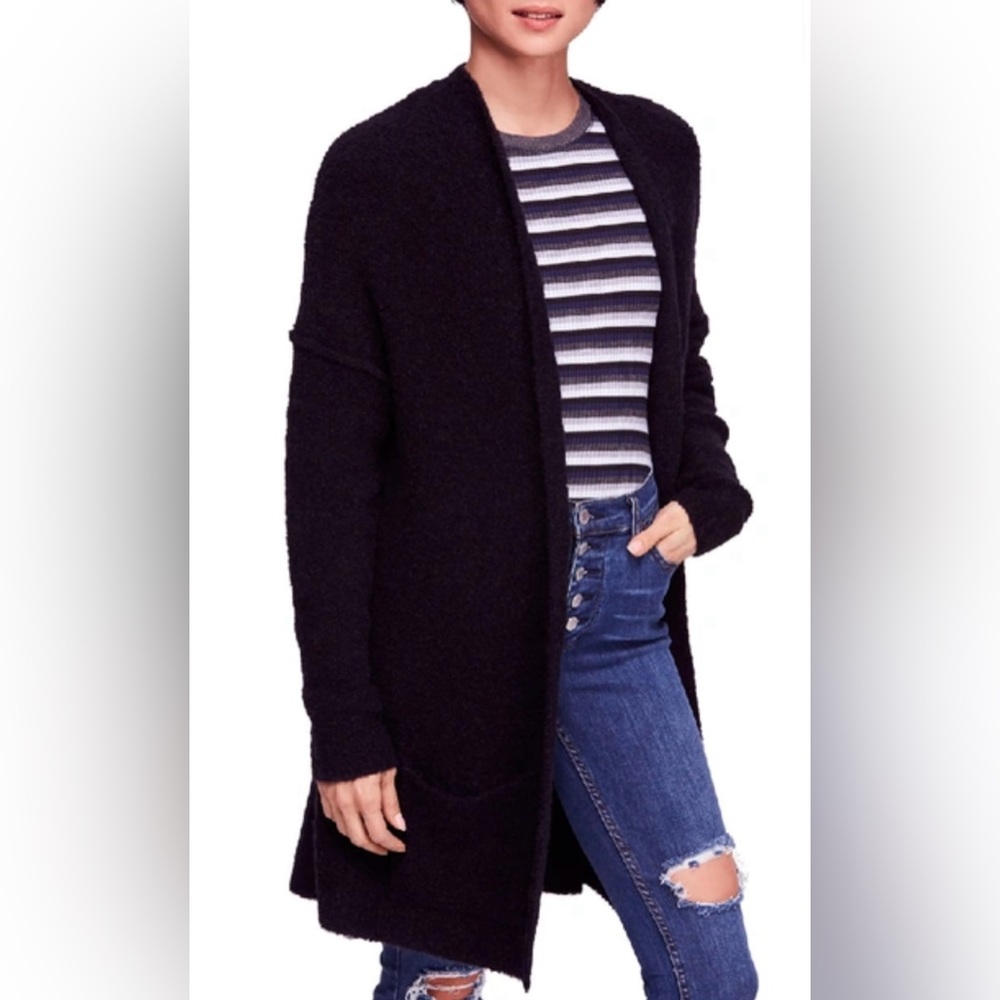 Free People Black Open Front Cardigan